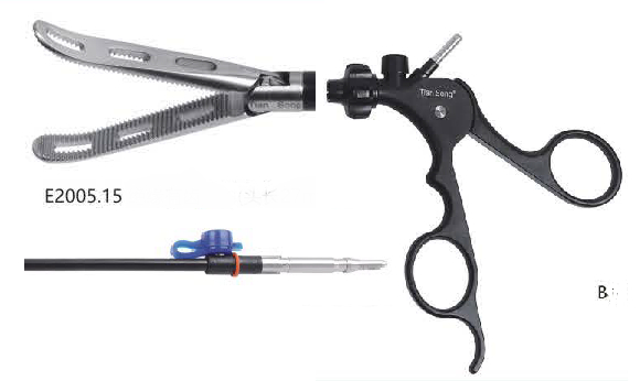 Затискач ухоплюючий, Кроче-олмі, тип лижа велика в віконцями, обертальний 360 град, діаметр 5 мм, довжина 330 мм, монополярний, лапароскопічний